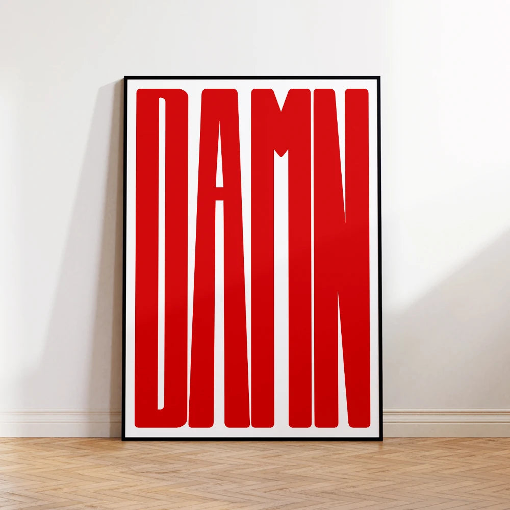 DAMN Typography Wall Art Poster – Minimalist Black & White Print