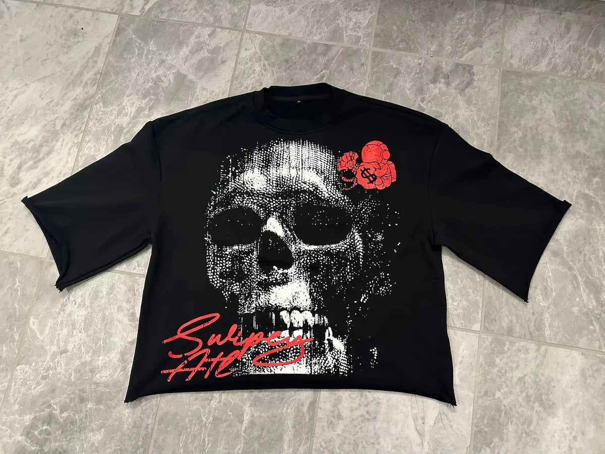 Gothic Skull Graphic T-Shirt Men's Oversized Cotton Tee