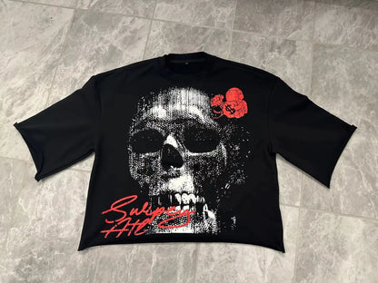 Gothic Skull Graphic T-Shirt Men's Oversized Cotton Tee
