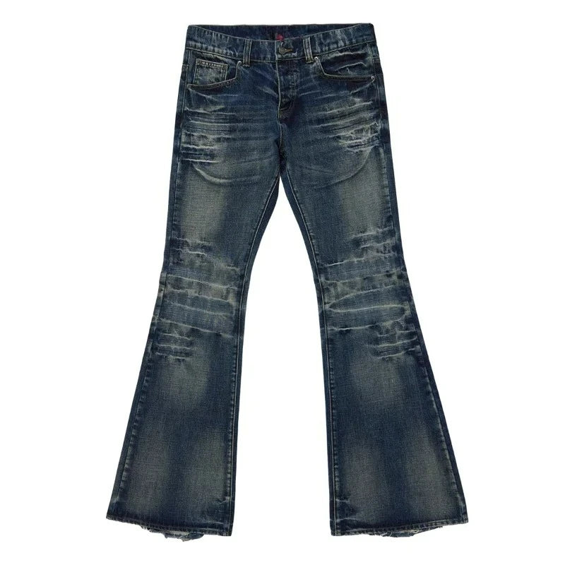 Distressed Flare Jeans – Y2K Bootcut Streetwear Denim