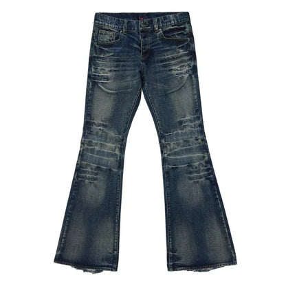 Distressed Flare Jeans – Y2K Bootcut Streetwear Denim