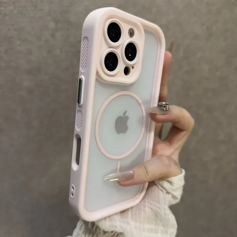 Luxury Matte Magsafe Transparent Case Iphone 17 16 15 14 13 12 Pro Max Funda Plus Air Magnetic