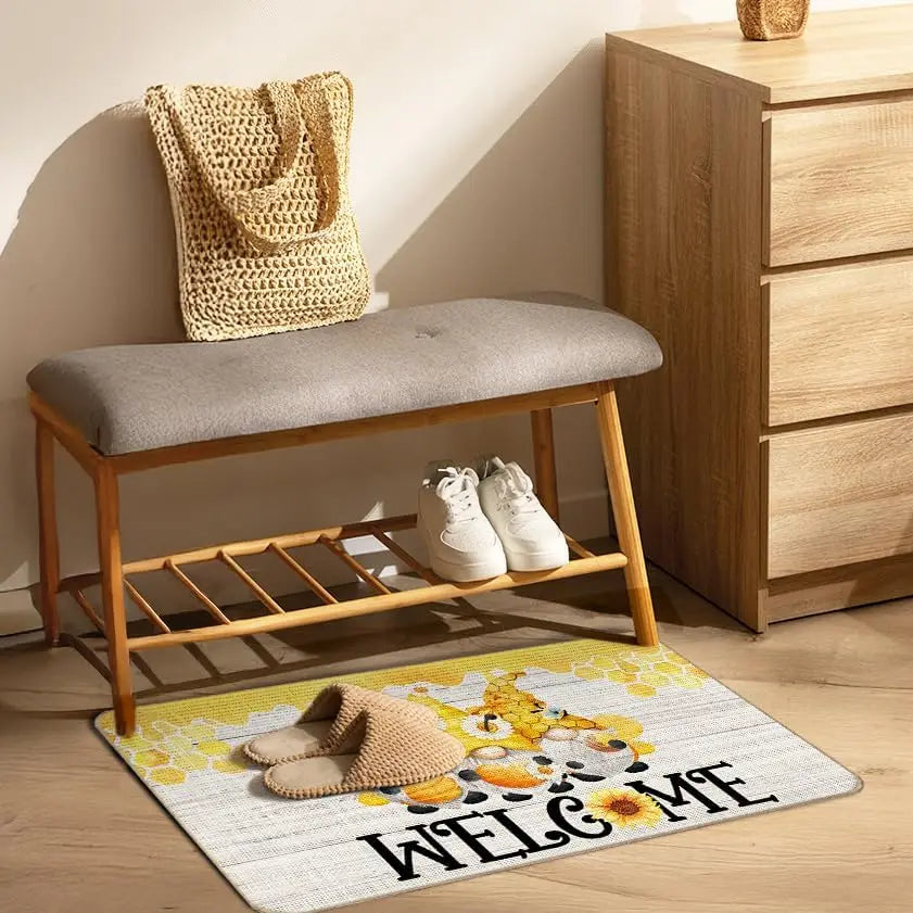 Sunflower Welcome Doormat – Spring Summer Floral Front Door Mat