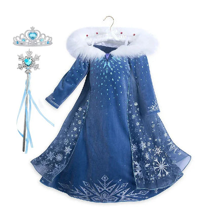 Girls Elsa Princess Dress Snow Queen Costume