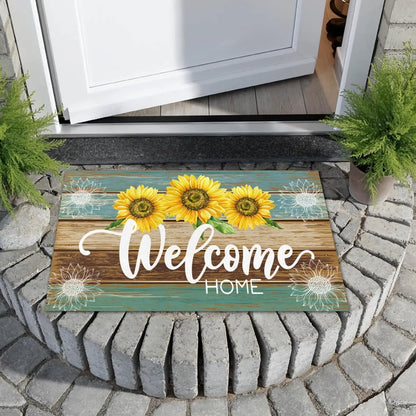 Vikama Summer Doormat Sunflower Front Door Welcome Mat Vintage Rustic Yard Non Slip Seasonal Home