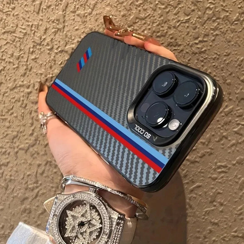 Carbon Fiber Racing Stripe iPhone Case – BMW M Style