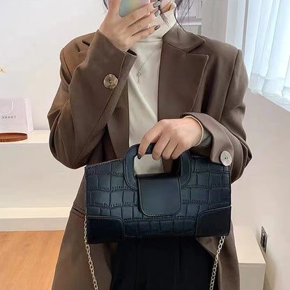 Vintage Crocodile Grain PU Leather Evening Bag
