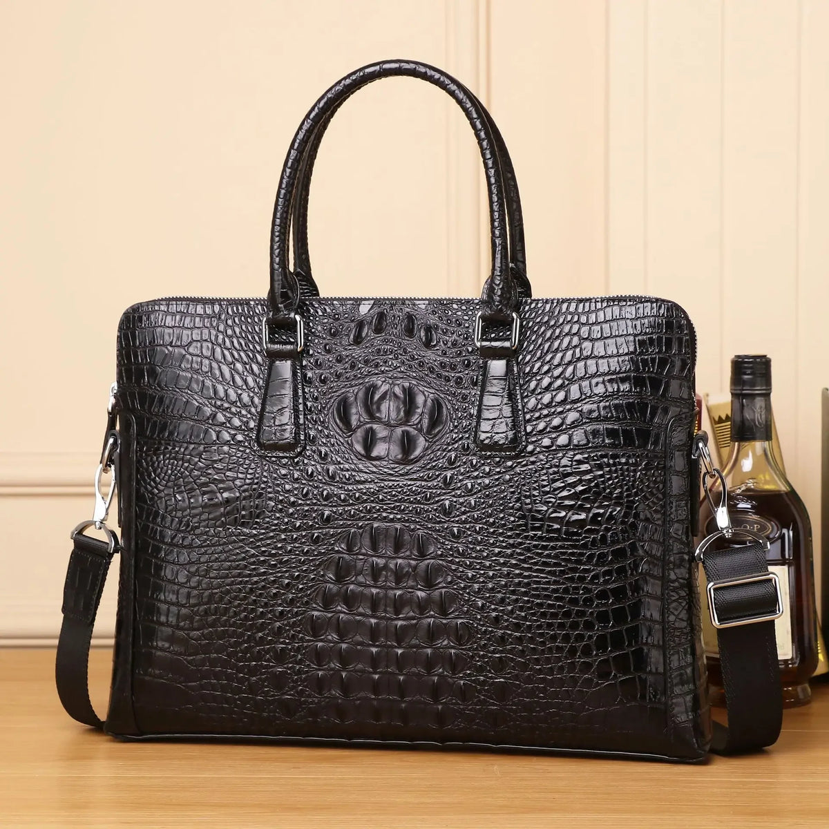 Men's Alligator Pattern Leather Briefcase – Luxury Business Bag