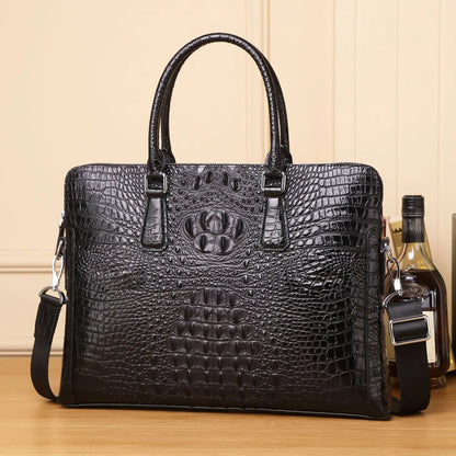 Men's Alligator Pattern Leather Briefcase – Luxury Business Bag