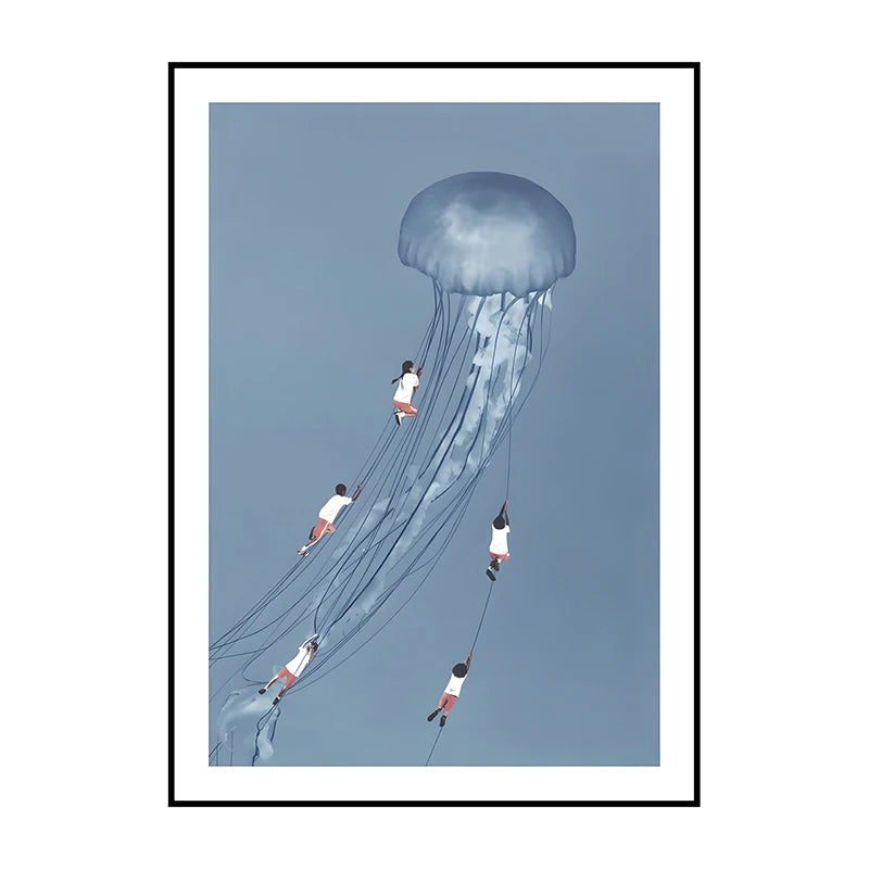 Surrealist Diver Wine Glass Wall Art Poster – Unframed Print