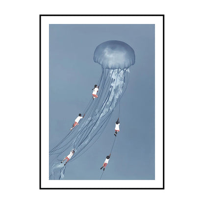 Surrealist Diver Wine Glass Wall Art Poster – Unframed Print