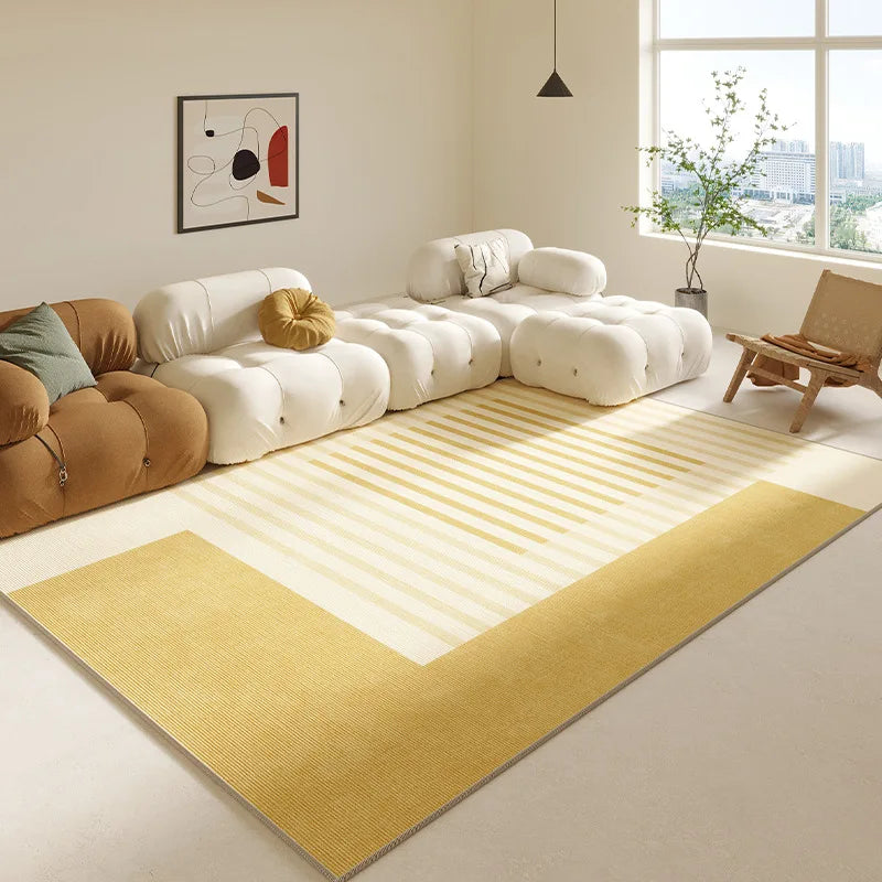 Cream Abstract Area Rug – Light Luxury Living Room Carpet