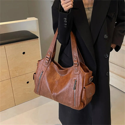 Women's Vintage Large Capacity Leather Tote Bag