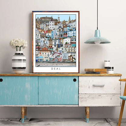 Vintage Cityscape Canvas Wall Art – Abstract City Poster Print