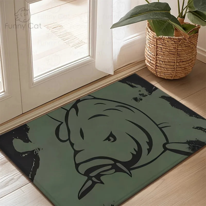 Salmon Fish Pattern Door Mat for Fishing Enthusiasts