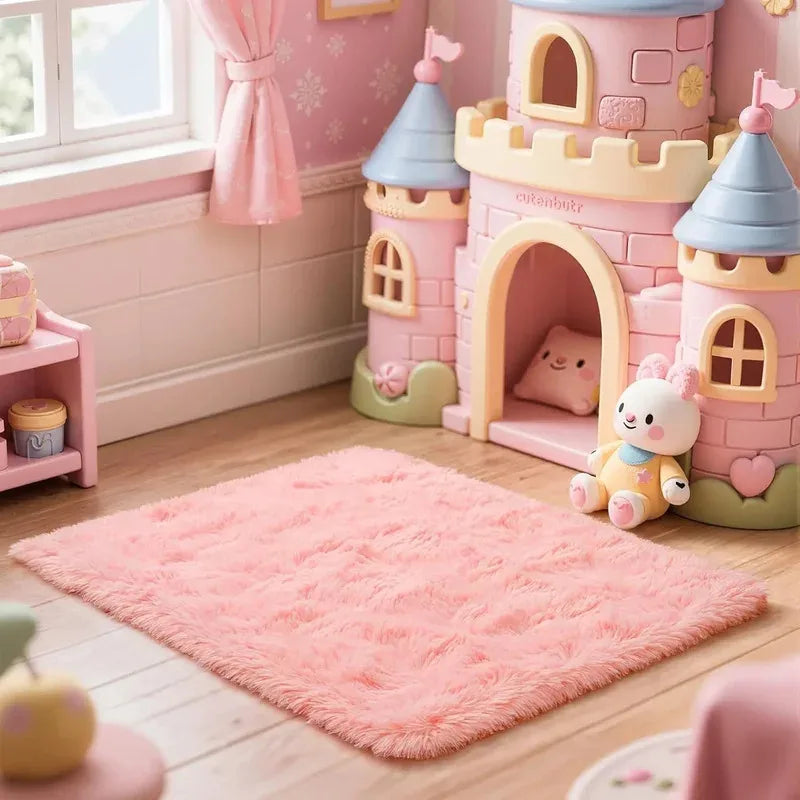 Soft Fuzzy Area Rug – Plush Fluffy Carpet for Bedroom & Living Room