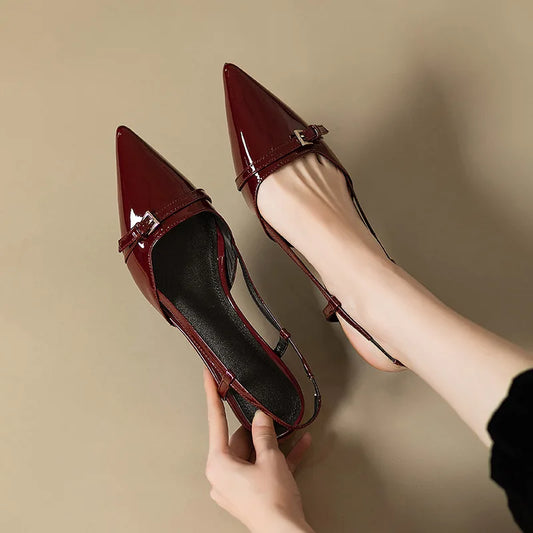 Pointed Toe Slingback Flats – Women's Patent Leather Shoes