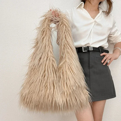 New Wool Women's Plush Shoulder Bags Y2k Hot Girls Faux Fur