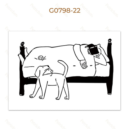 Minimalist Black and White Line Art Canvas Wall Art Print