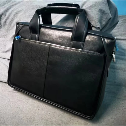 Genuine Leather Men's Briefcase Messenger Laptop Bag