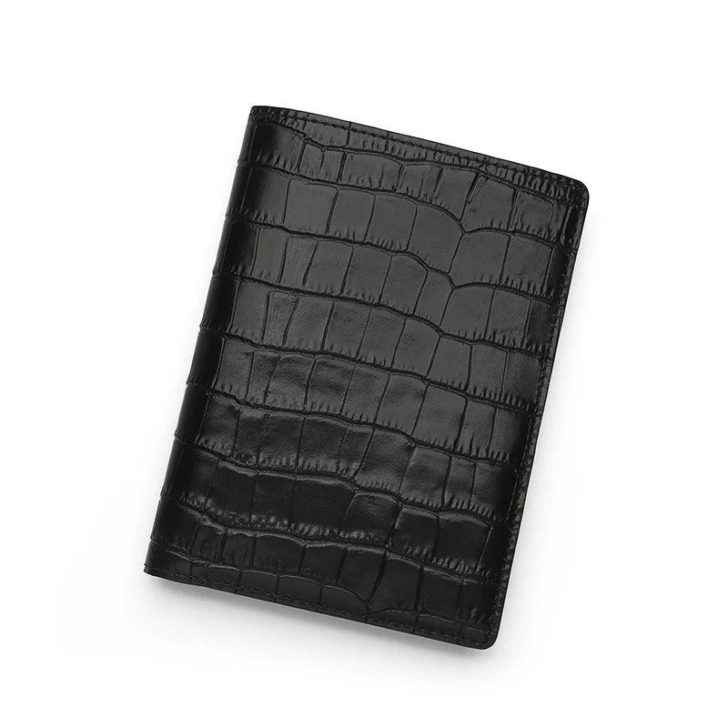 Hiram Beron Personalized Passport Cover Luxury Anti Rfid Leather Embossed Crocodile Pattern Wallet