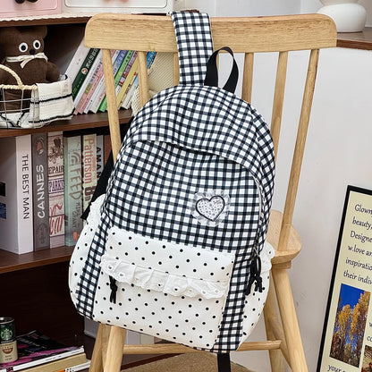 Plaid Backpack for Teen Girls – Cute Kawaii School Daypack