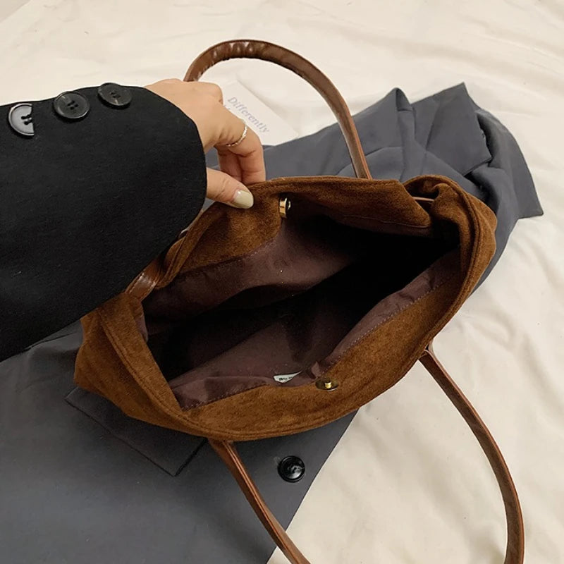 Autumn Winter Women's Suede Underarm Tote Bag