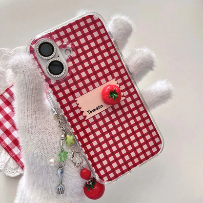 Tomato Checkered Samsung Galaxy Case – Cute Red Plaid Cover S21 to S26