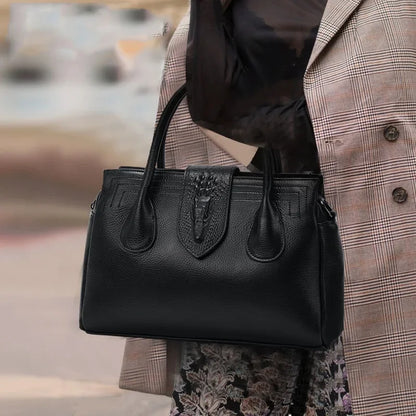 Genuine Leather Alligator-Embossed Women's Shoulder Bag