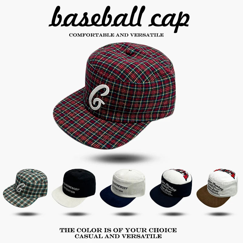Retro Flat Brim Baseball Cap – Letter Embroidery Unisex Hat