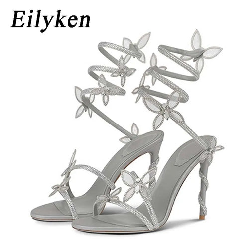 Crystal Butterfly Stiletto Sandals – Open Toe Ankle Strap Heels