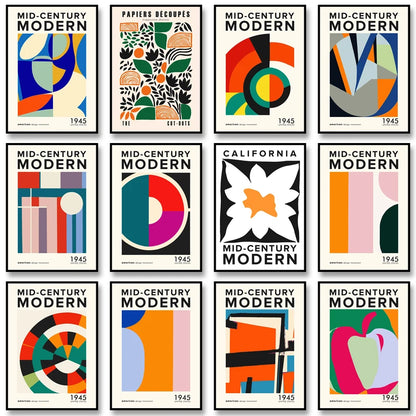 Mid-Century Modern Wall Art Poster – Retro Abstract Geometric Print