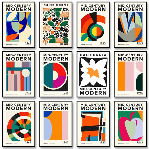 Mid-Century Modern Wall Art Poster – Retro Abstract Geometric Print