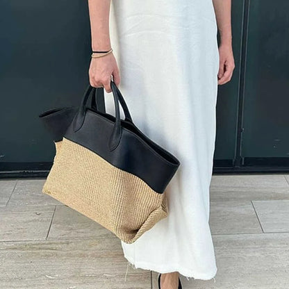 Luxury Genuine Leather Straw Bag