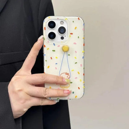 Cute Cat Star Wrist Strap iPhone Case – Colorful Confetti