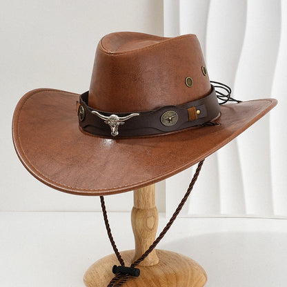 Vintage Faux Leather Western Cowboy Hat Unisex