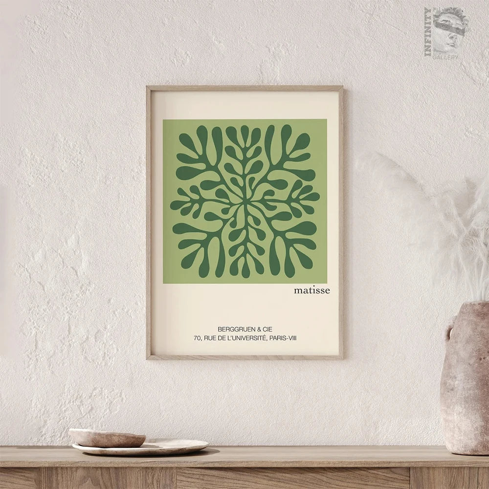 3-Piece Green Wall Art Poster Set – Bauhaus, Keith Haring & Matisse