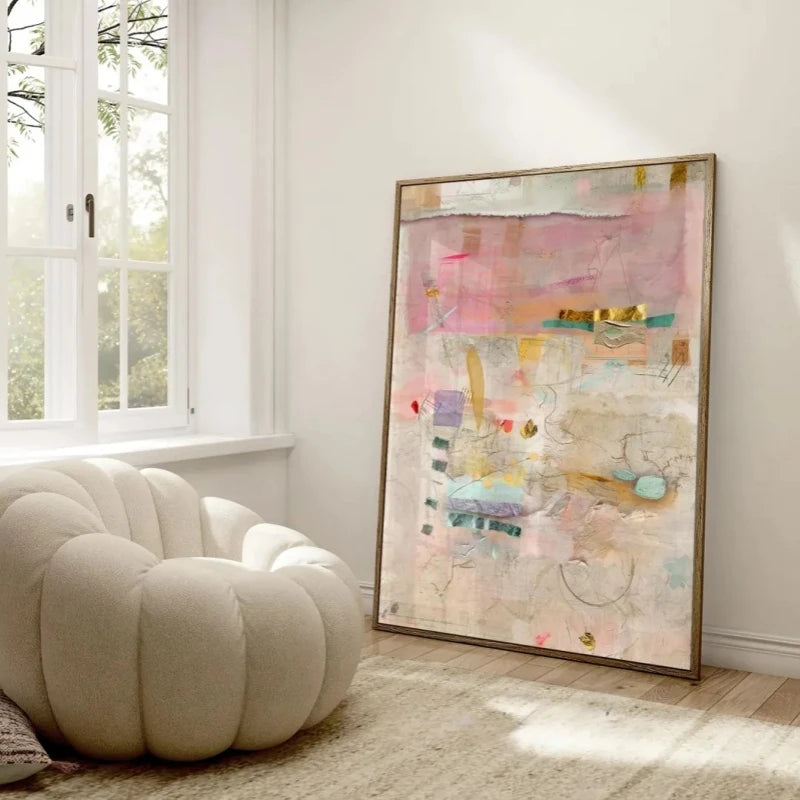 Abstract Pastel Wall Art Print – Minimalist Oil Painting Poster