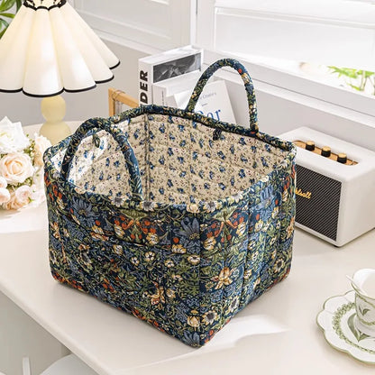 Floral Quilted Tote Bag for Women – Retro Patchwork Handbag