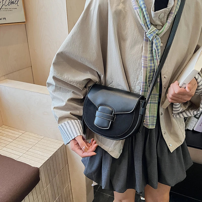 Winter Retro Saddle Shoulder Bag Luxury Designer Female Handbag