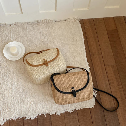 Women's Straw Woven Crossbody Bag – Casual Summer Shoulder Bag