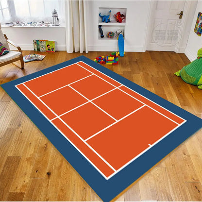 Sports Court Area Rug – Tennis & Badminton Field Graphic Floor Carpet