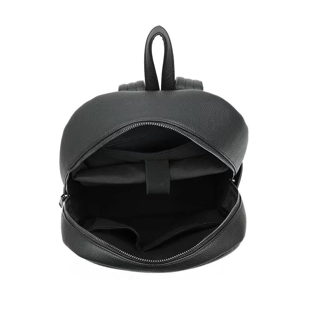 Genuine Leather Men's Backpack with Embossed Detail