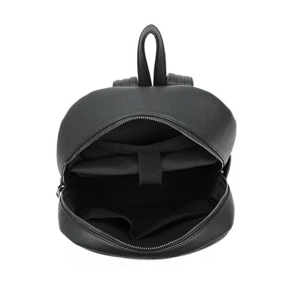 Genuine Leather Men's Backpack with Embossed Detail