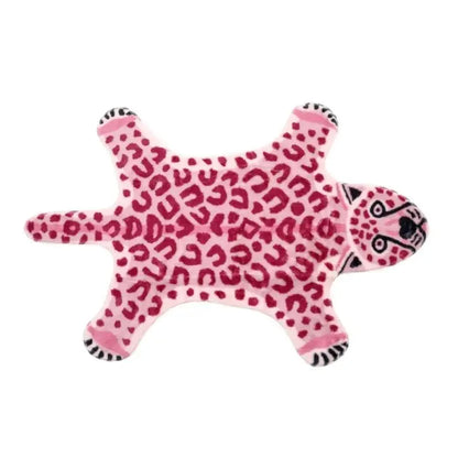 Pink Leopard Shape Rug – Soft Plush Animal Area Carpet