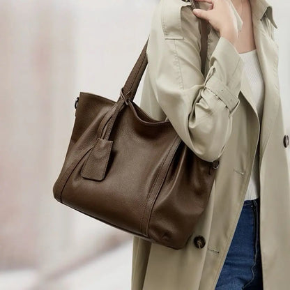 Genuine Leather Women's Large Tote Bag – Vintage Shoulder Handbag