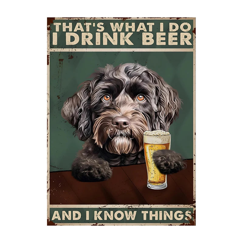 Funny Dog Beer Poster – That's What I Do I Drink Beer Wall Art
