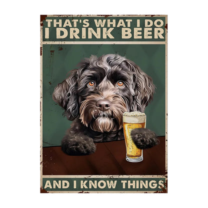 Funny Dog Beer Poster – That's What I Do I Drink Beer Wall Art