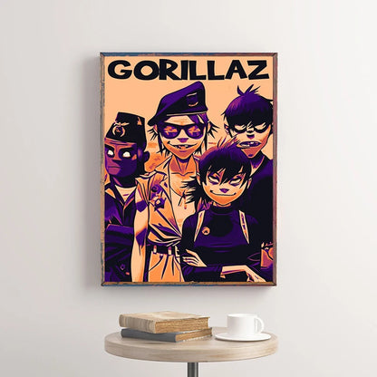 Gorillaz Poster – Anime Rock Band Wall Art Print for Music Fans