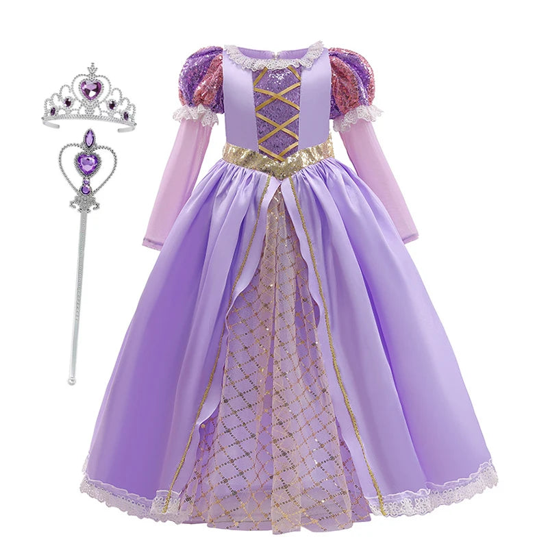 Disney Rapunzel Dress Kids Tangled Disguise Carnival Girl Princess